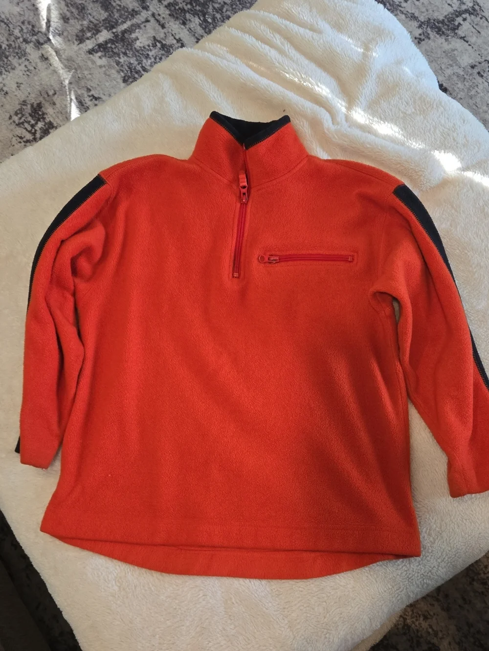 GAP Boy's Bright Orange Quarter-Zip Fleece with Black Trim